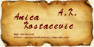 Anica Kostačević vizit kartica